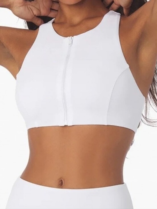 WeWoreWhat Other - WeWoreWhat Zip Front Racerback Bikini Top in Optic White Sz S